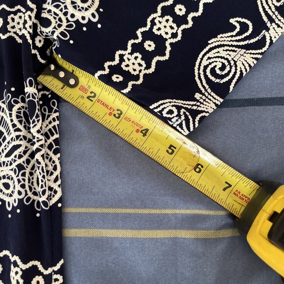 R&K Navy Blue & White Paisley Lace Print Dress Women’s Size 14 Short Sleeve NWT - Picture 13 of 15